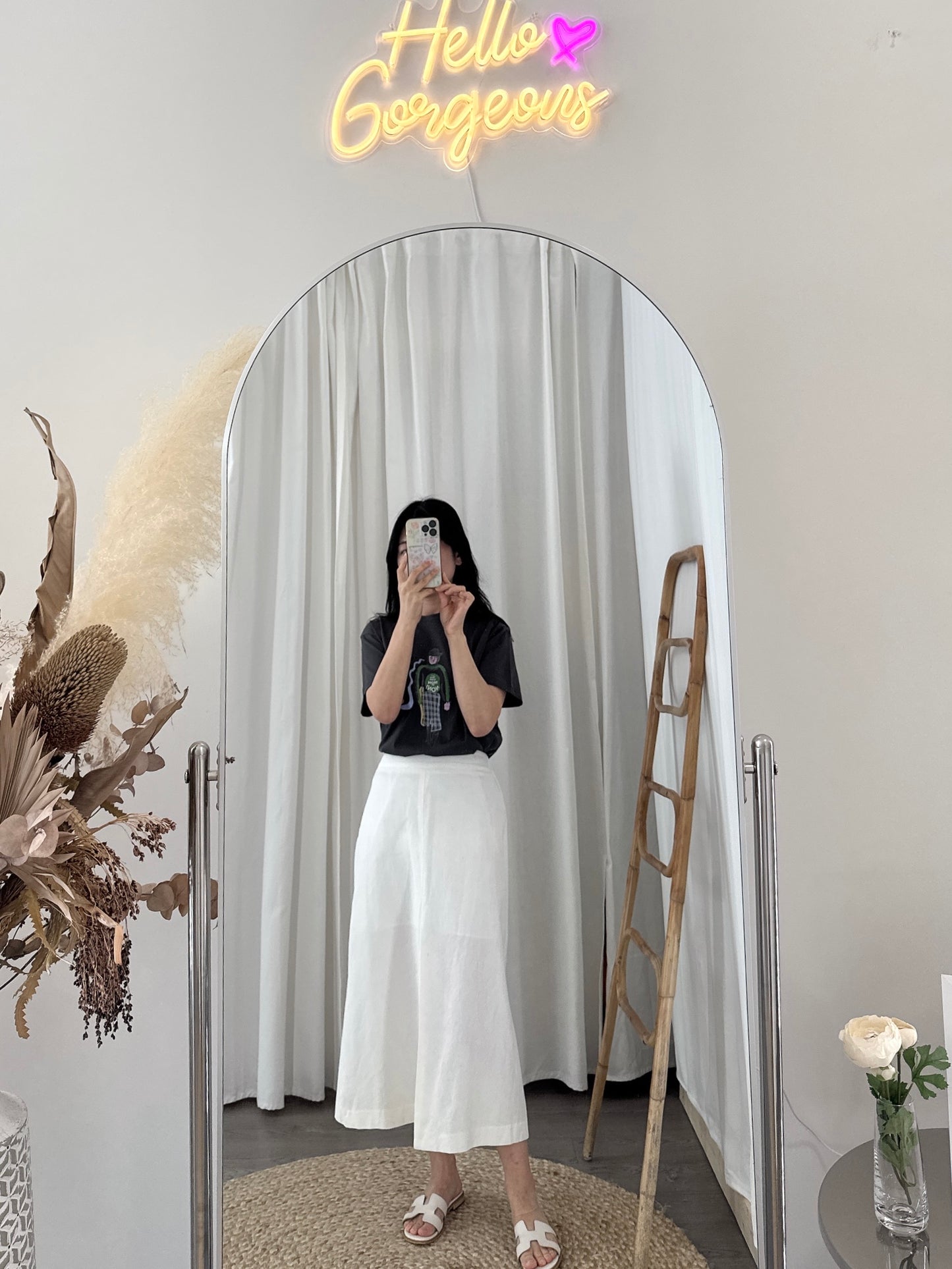Front Slit Linen Skirt