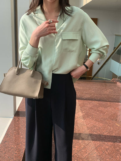 *실키 포켓 블라우스