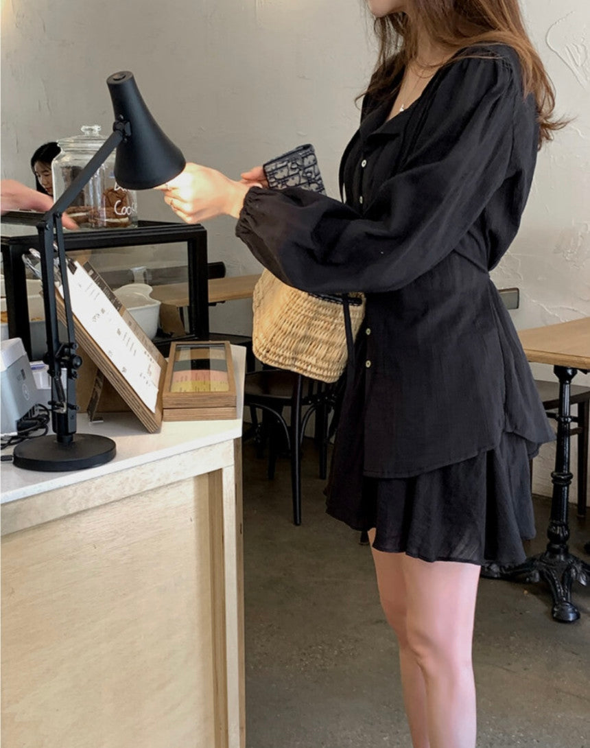 *Feminine Frill Blouse & Skirt Set