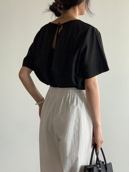 *    Back Ribbon Soft Blouse