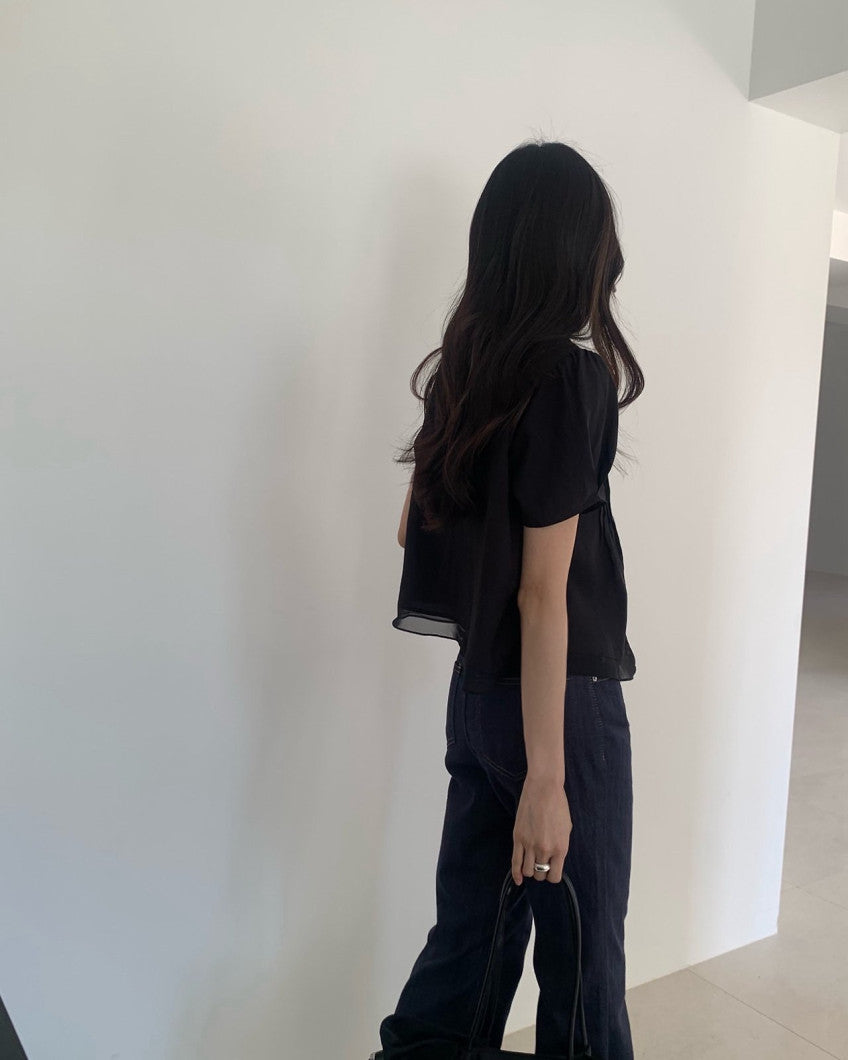 * Mori Pintuck Frill Blouse