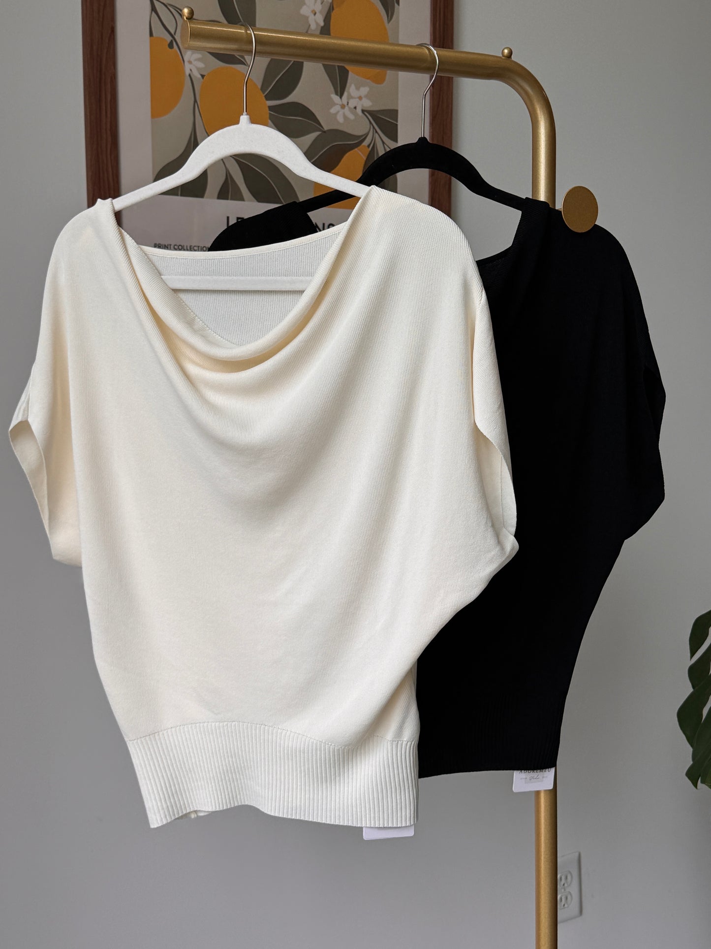 Draped Short Sleeve Knit Top (~8/5)