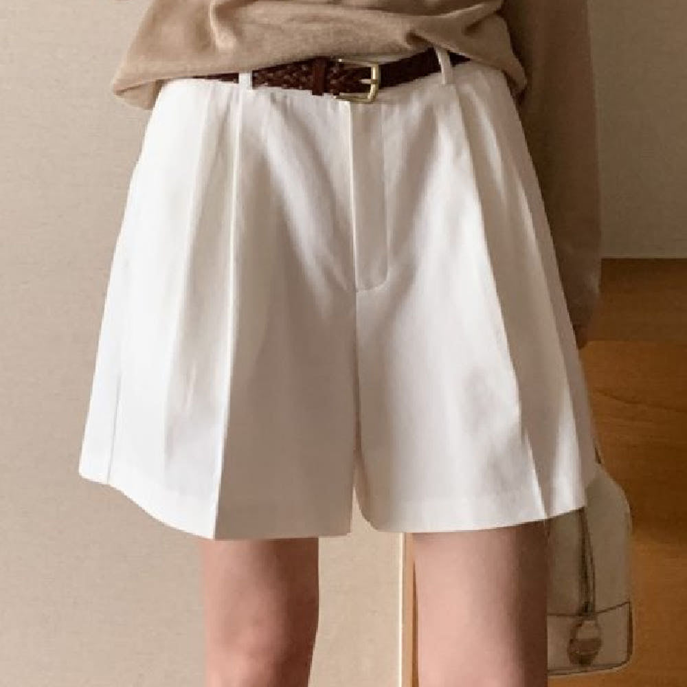 * Pintuck Cotton Shorts