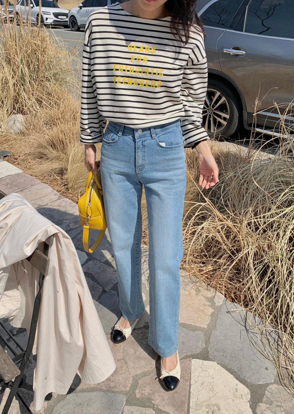 *Stripe Lettering T-Shirt