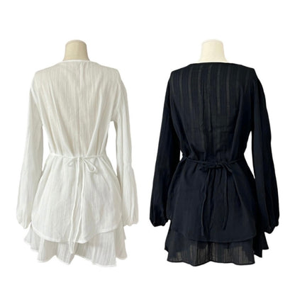 *Feminine Frill Blouse & Skirt Set