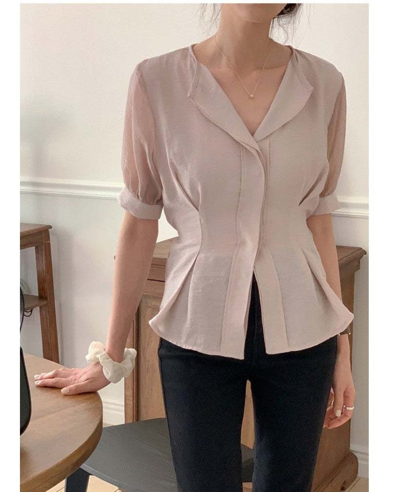 *Slim Pintuck Summer Blouse
