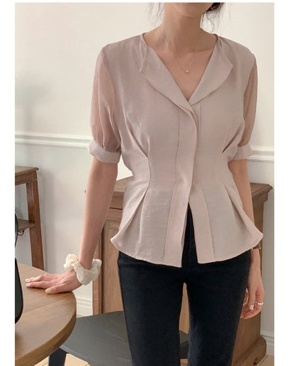 *Slim Pintuck Summer Blouse