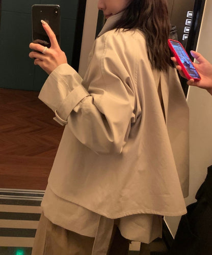 *Back Button Trench Jacket