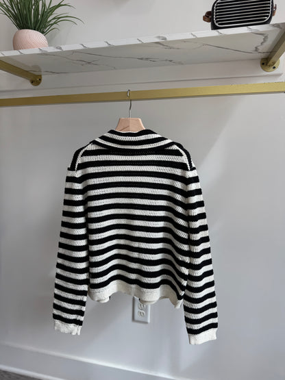 Stripe Spangle Knit Cardigan - AdoreMeU