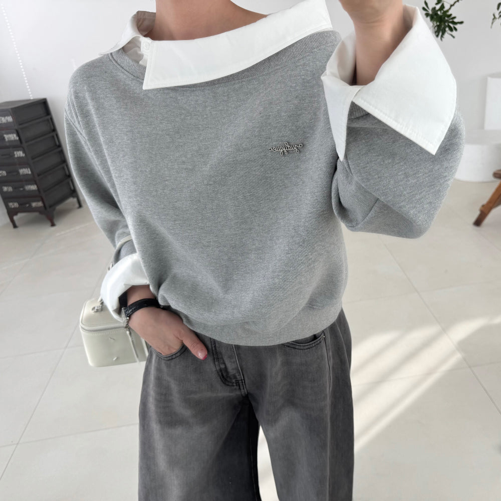 Layered Off-Shoulder Sweatshirt