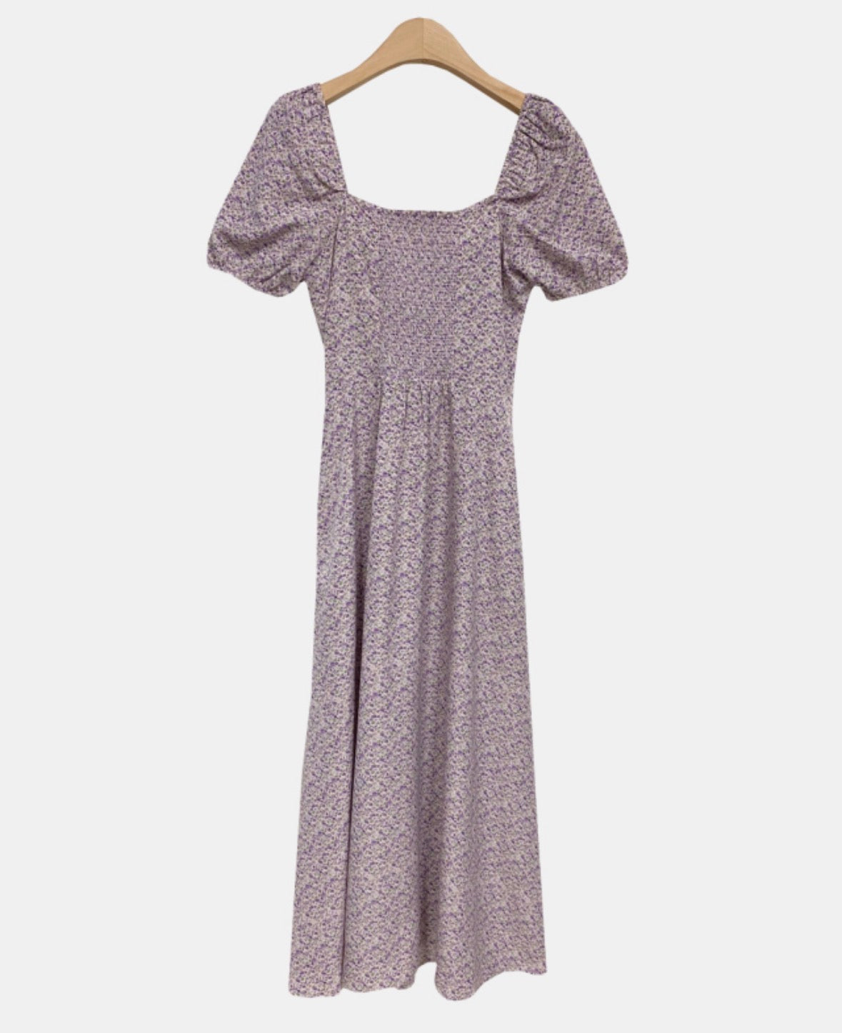 * Lavender Floral Puff Dress