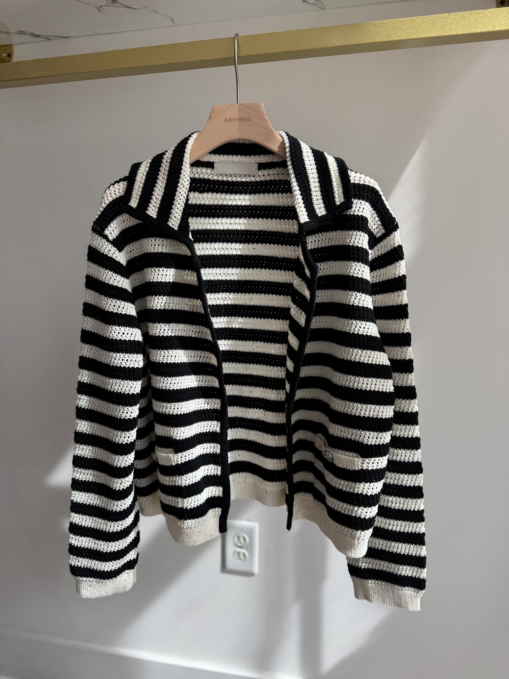 Stripe Spangle Knit Cardigan - AdoreMeU