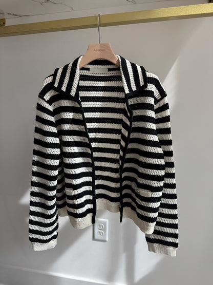Stripe Spangle Knit Cardigan - AdoreMeU