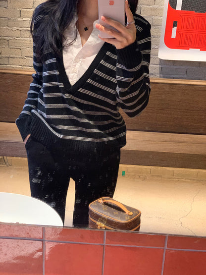 *셔츠 레이어드 니트 탑