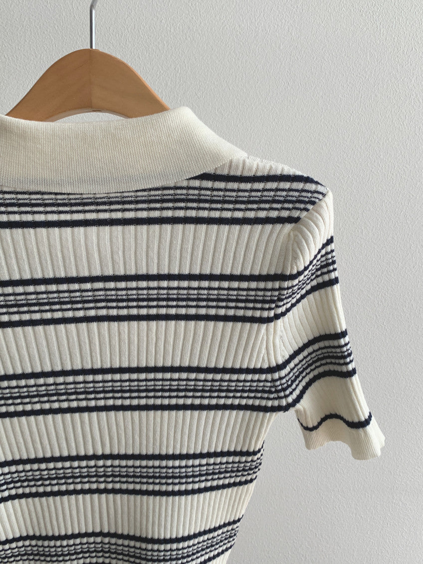 * Stripe Collar Cardigan