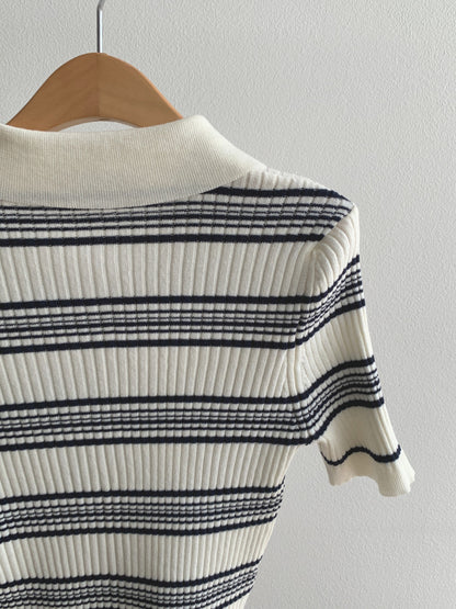 * Stripe Collar Cardigan