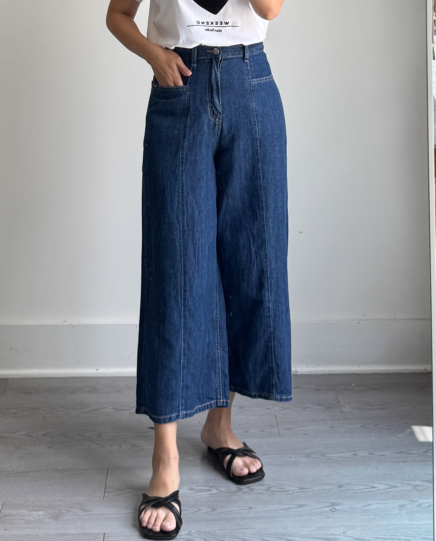 Linen Denim Front Seam Pocket Pants - AdoreMeU