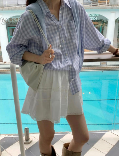 * Soft Oversized Plaid Shirt