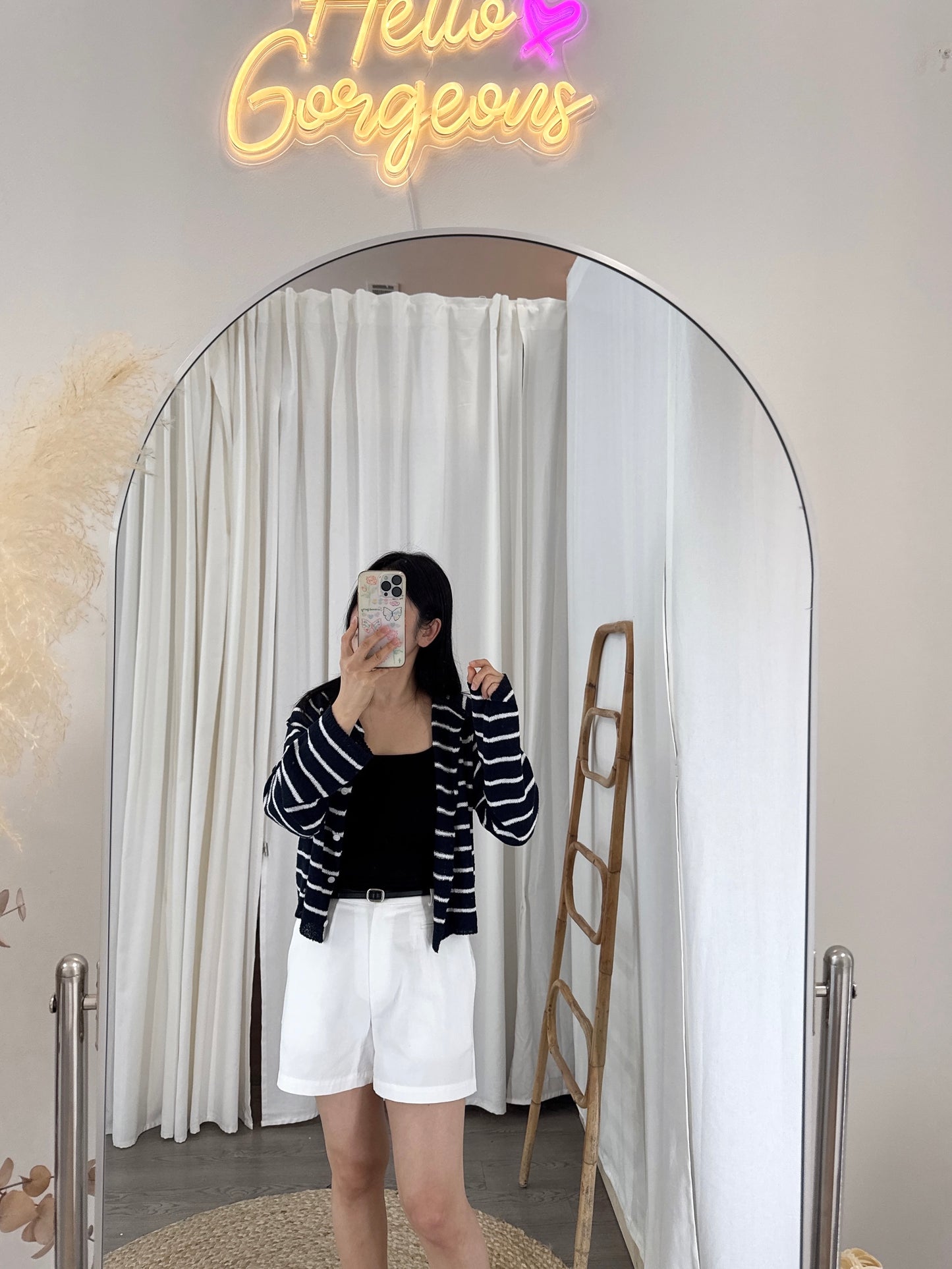 Saddle Boucle Stripe Cardigan