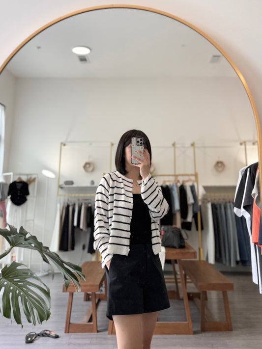 Saddle Boucle Stripe Cardigan (~5/25)