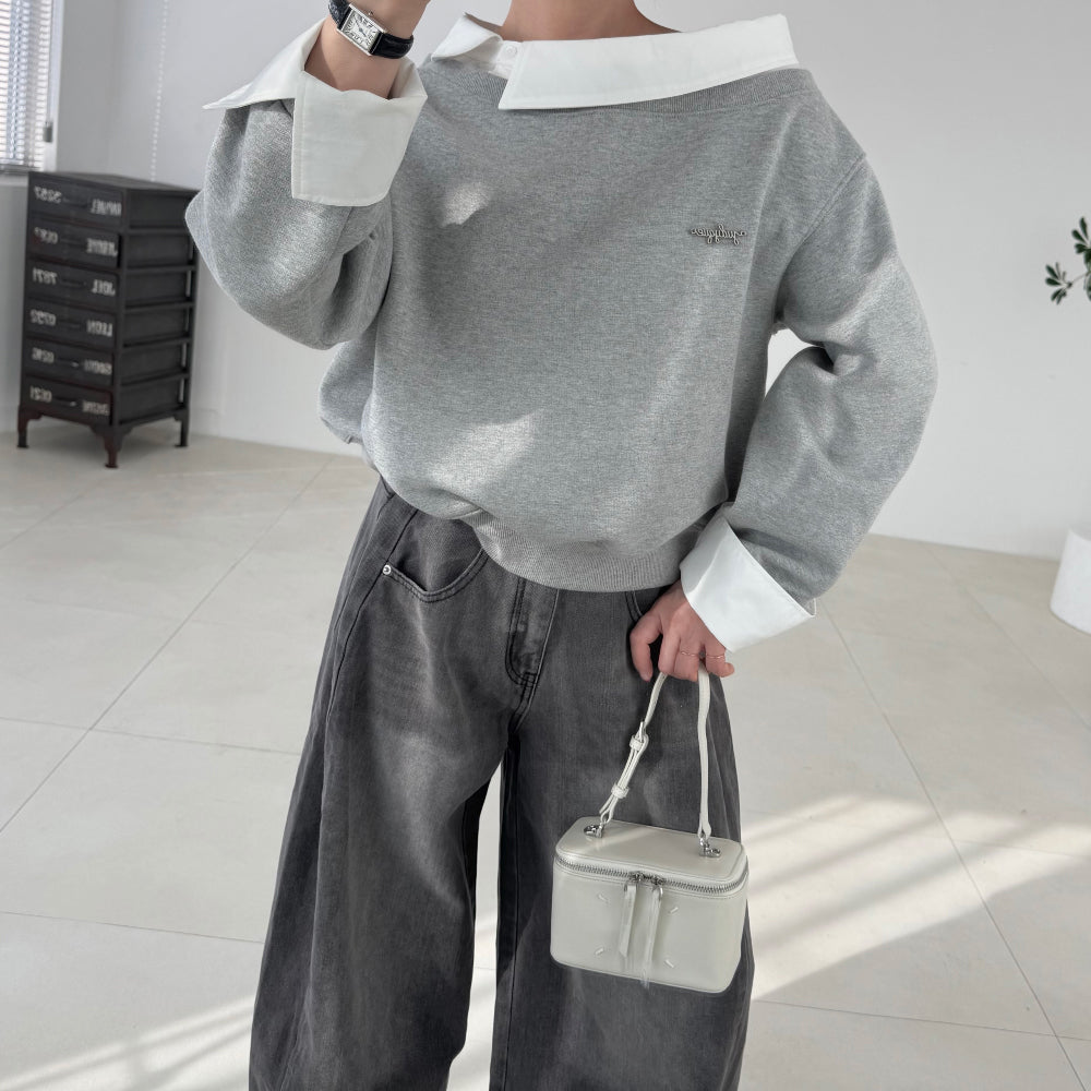 Layered Off-Shoulder Sweatshirt