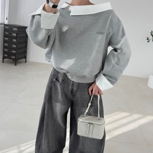Layered Off-Shoulder Sweatshirt