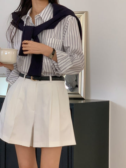 * Pintuck Cotton Shorts