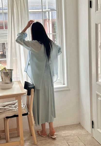 * Back Ribbon Shirt & Dress Set