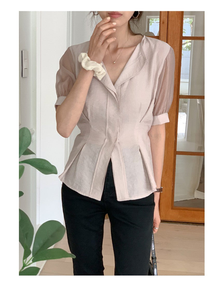 *Slim Pintuck Summer Blouse