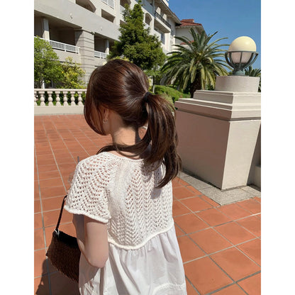 *Layered Crochet Knit Top