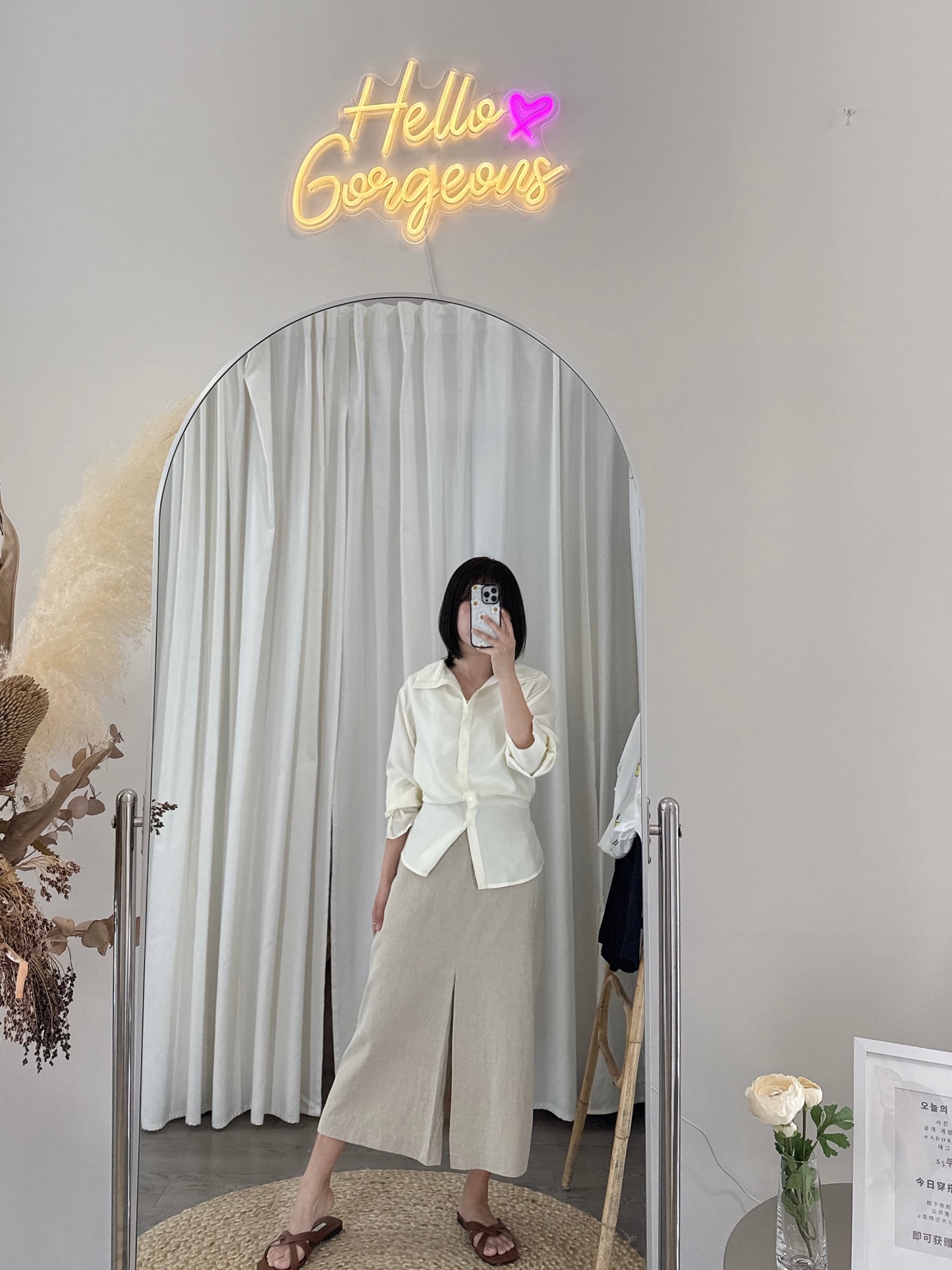 Front Slit Linen Skirt