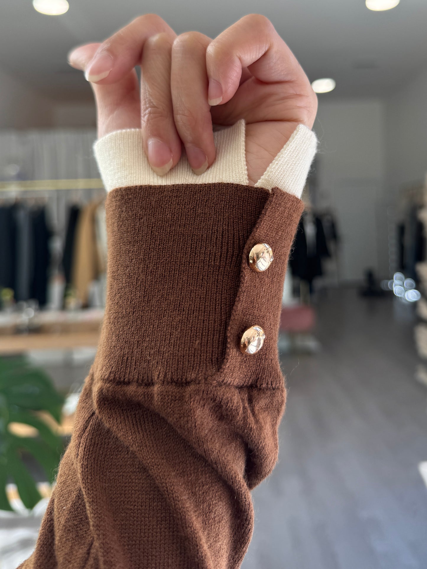 Sleeve Button Knit Top - AdoreMeU