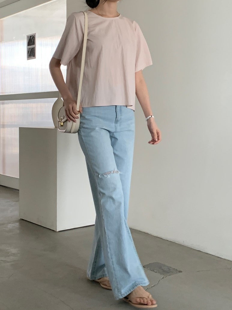 *    Back Ribbon Soft Blouse