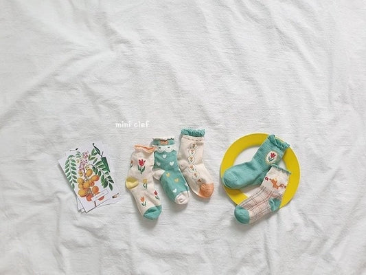 Girl's Garden Socks (5 pairs/set)