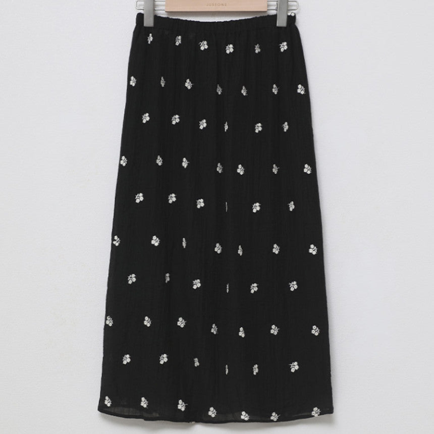*Floral Embroidered Chiffon Skirt