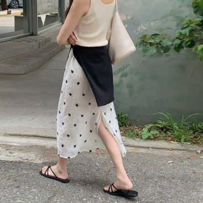 *Floral Embroidered Chiffon Skirt