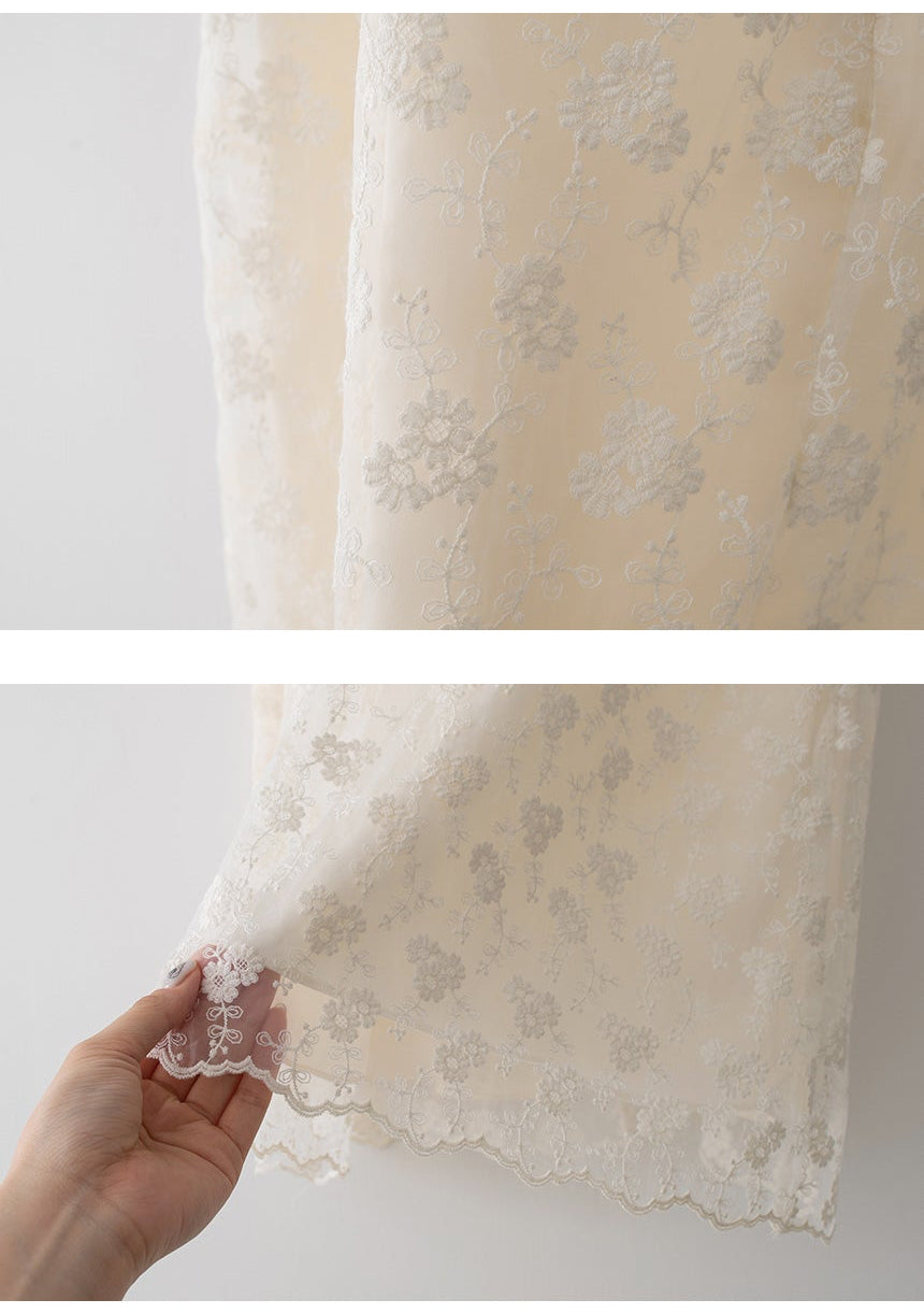 *Floral Lace Long Skirt