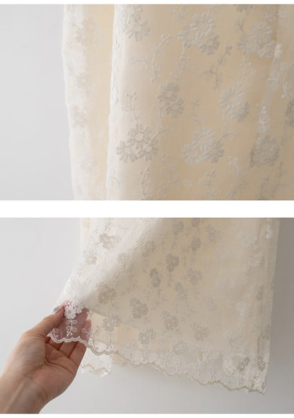 *Floral Lace Long Skirt