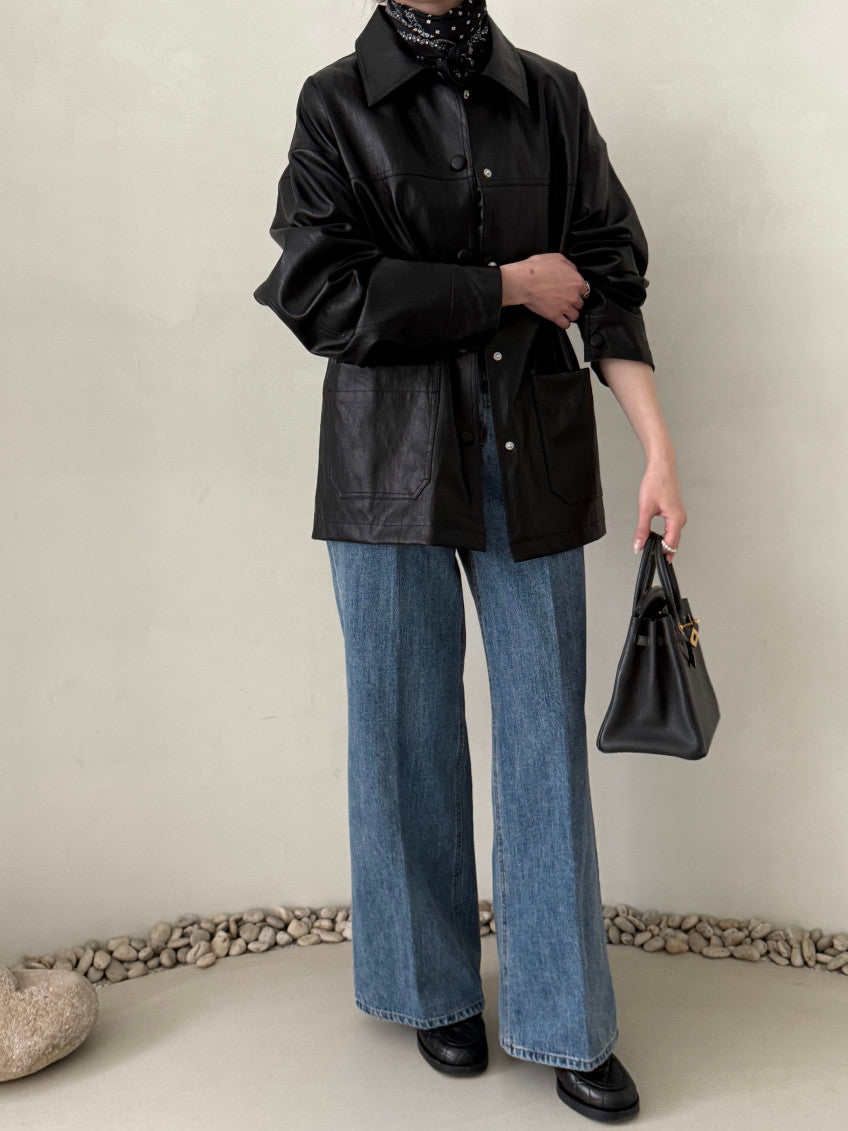 Faux Leather Half Jacket