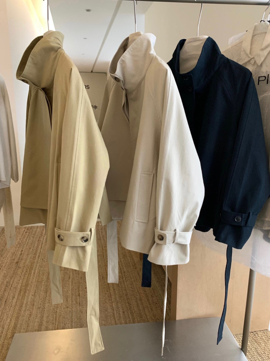 *Back Button Trench Jacket