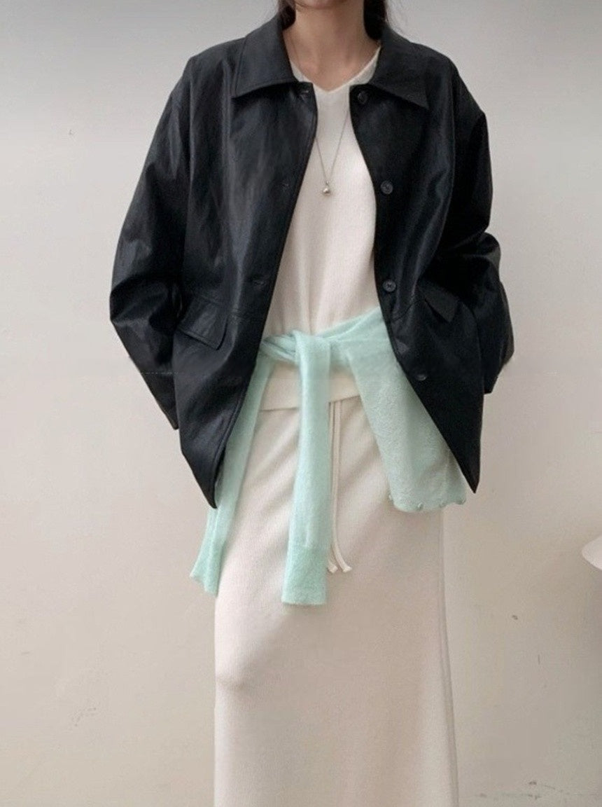 *Minimal Daily Leather Jacket