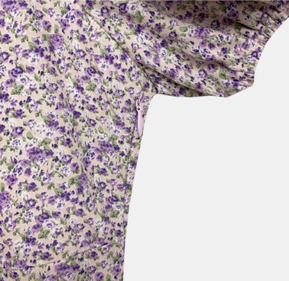 * Lavender Floral Puff Dress
