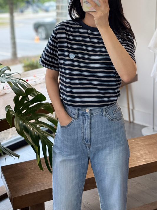 Heart Stripe T-shirt - AdoreMeU