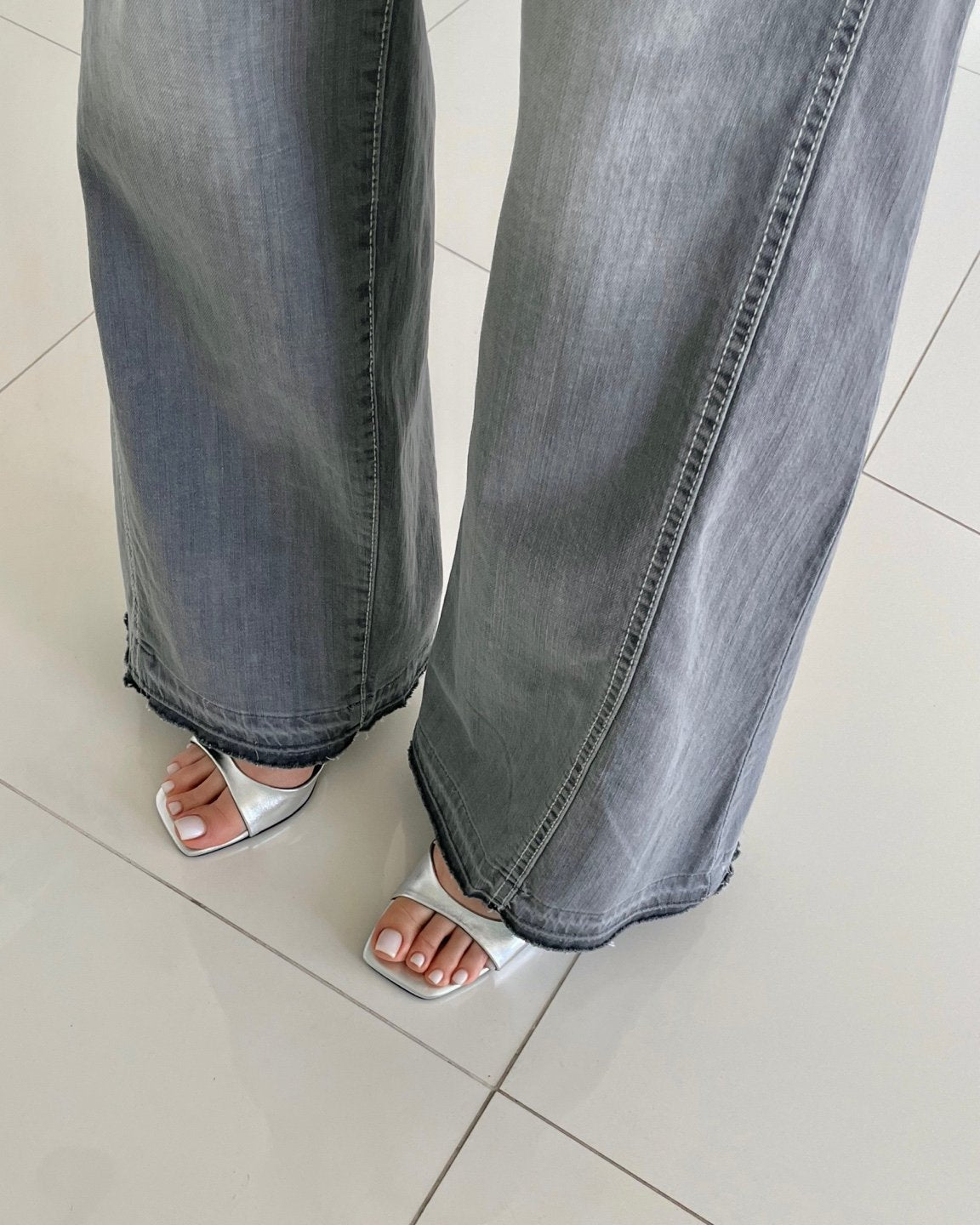 Banding Wide Denim (Gray)