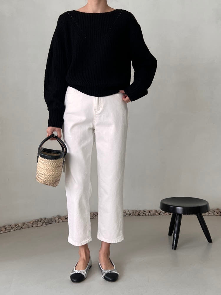 * Straight-leg cotton pants