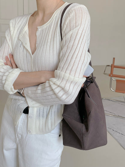 * Punching Knit Summer Cardigan