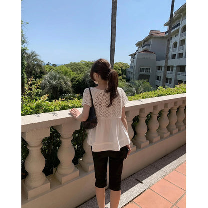 *Layered Crochet Knit Top