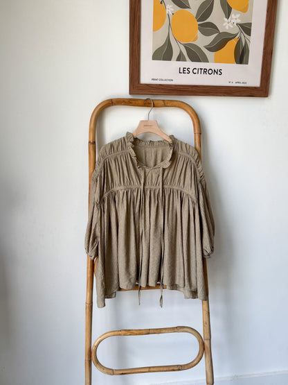 Soft Tie Blouse with Pleats - AdoreMeU