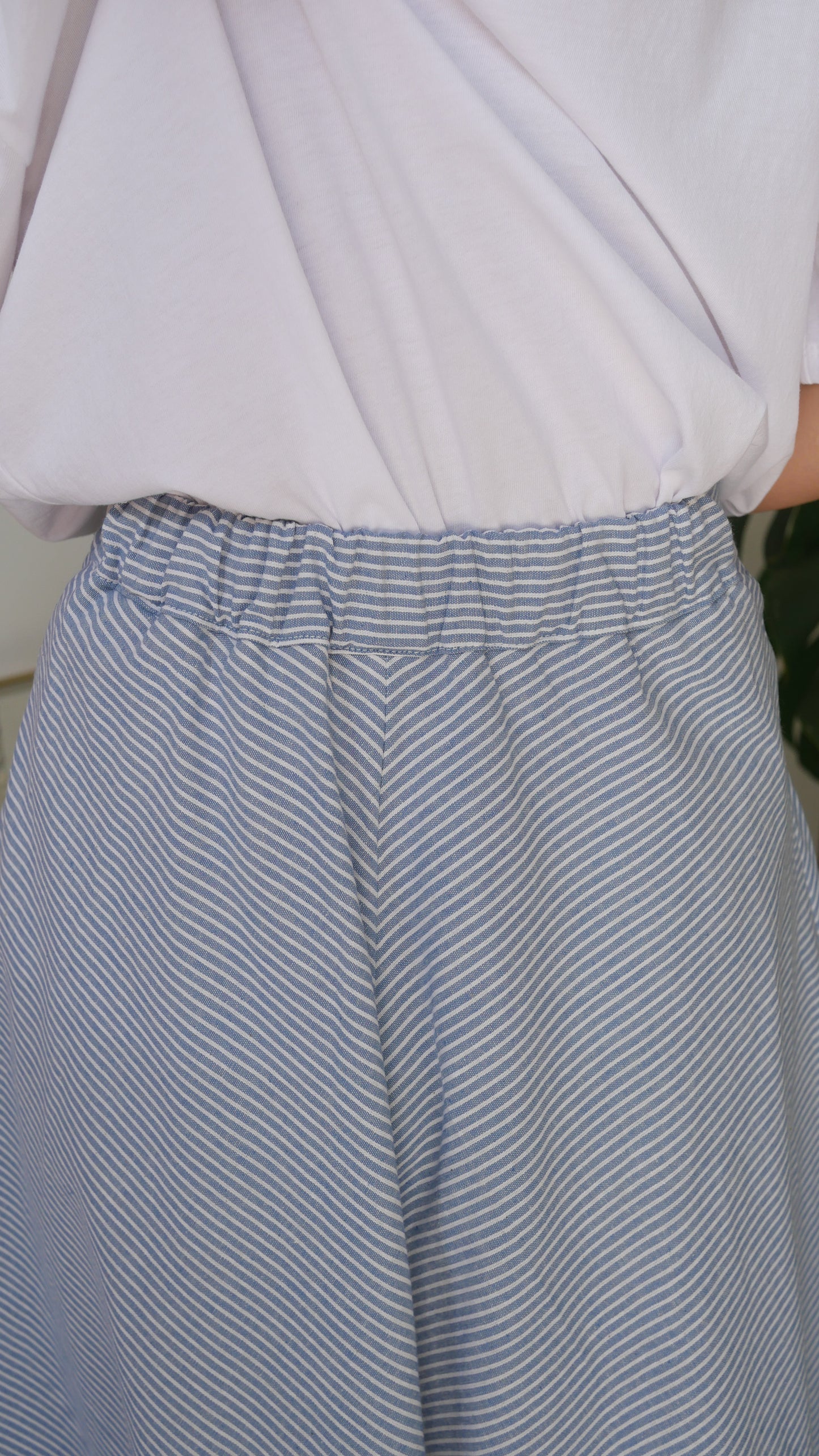 Marine Stripe Buttoned Skirt
