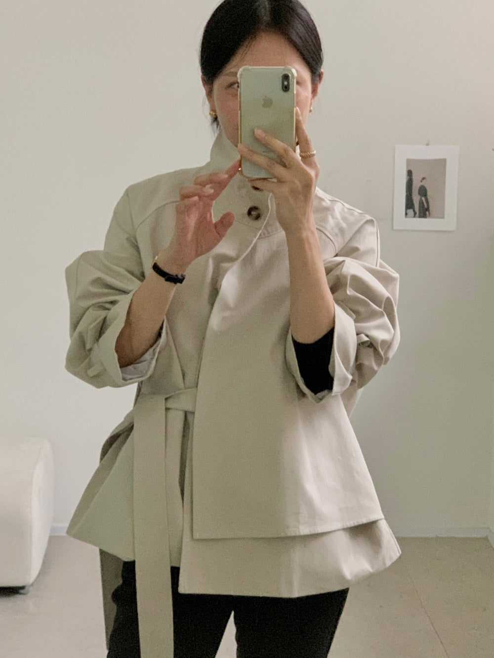 High-Neck Short Trench Jacket